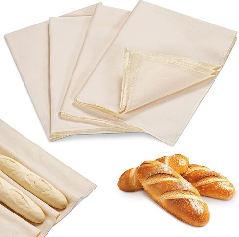 4PCS Thickened Bread Towels for Baking Sourdough, 14x18.8 Inch Proofing Cover Cloth for Dough Raising Baguettes Loaves Ciabatta, Bread Making Accessories Bakers Gift in Kuwait