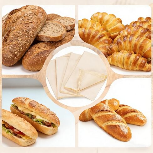 4PCS Thickened Bread Towels for Baking Sourdough, 14x18.8 Inch Proofing Cover Cloth for Dough Raising Baguettes Loaves Ciabatta, Bread Making Accessories Bakers Gift in Kuwait
