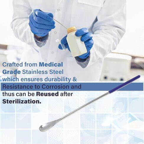 A2Z Multipurpose Flat Spoon Lab Spatula Stainless Steel Sampler Spatula for Mixing Transfering Cream, Gel, Powder, Cap Filler, Cosmetic Spatula - Comfort Grip Handle - Laboratory Supplies - 9" Length in Kuwait