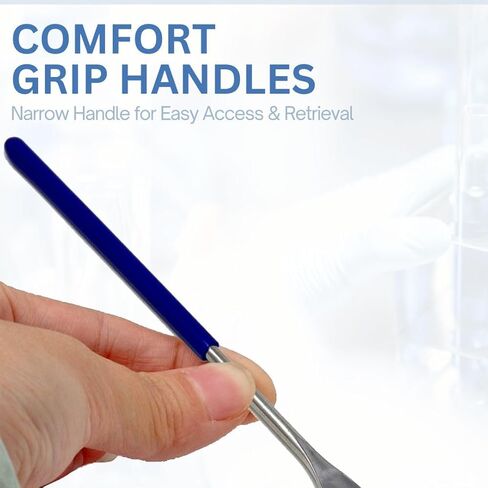 A2Z Multipurpose Flat Spoon Lab Spatula Stainless Steel Sampler Spatula for Mixing Transfering Cream, Gel, Powder, Cap Filler, Cosmetic Spatula - Comfort Grip Handle - Laboratory Supplies - 9" Length in Kuwait
