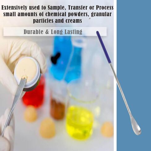 A2Z Multipurpose Flat Spoon Lab Spatula Stainless Steel Sampler Spatula for Mixing Transfering Cream, Gel, Powder, Cap Filler, Cosmetic Spatula - Comfort Grip Handle - Laboratory Supplies - 9" Length in Kuwait