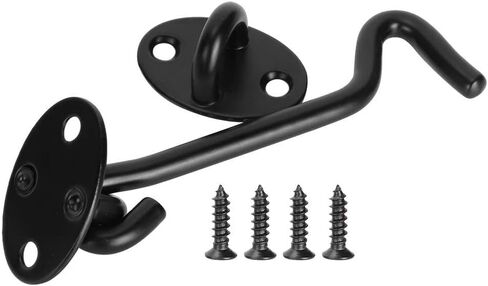 Stainless Steel Door Window Latch Hook Kit, Black, 13cm - Durable Hardware Accessory for Secure Ventilation, Home and Office Use in Kuwait