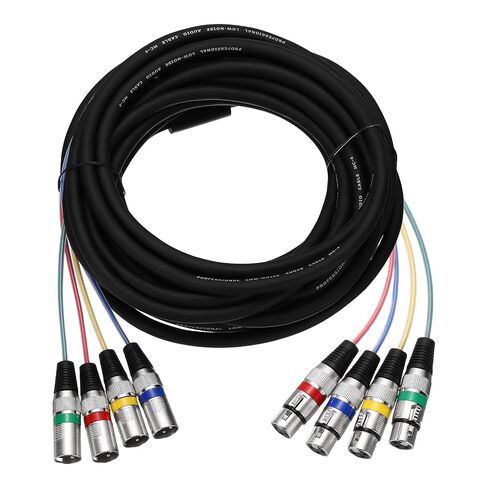 MECCANIXITY 2 قطعة كابل ثعبان XLR ذو 4 قنوات، 4 كابل ميكروفون XLR ذكر إلى أنثى ملون 4 اتجاهات سلك تصحيح ميكروفون صوت متوازن للتسجيل المباشر في استوديو المسرح، 6.6 قدم in Kuwait