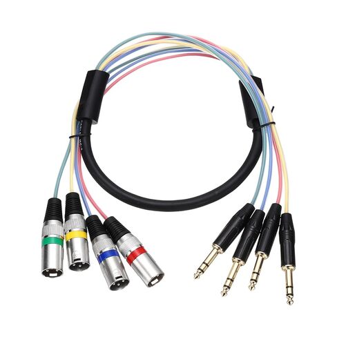 MECCANIXITY 1Pcs 4-Channel XLR Snake Cable, 4 Colored XLR Male to TRS6.35 Microphone Cable 4-Way Mic Patch Cord Balanced Audio for Stage Studio Live Recording, 32.8Ft in Kuwait