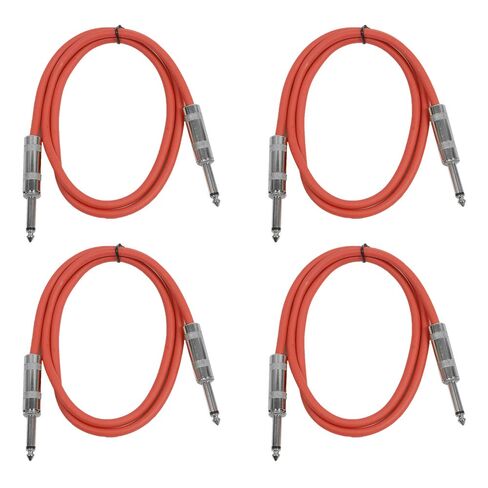 Seismic Audio - SASTSX-3-4 Pack of 3 Foot 1/4" TS to 1/4" TS Patch Cables - Unbalanced - 3 Foot Patch Cord - Red and Yellow in Kuwait
