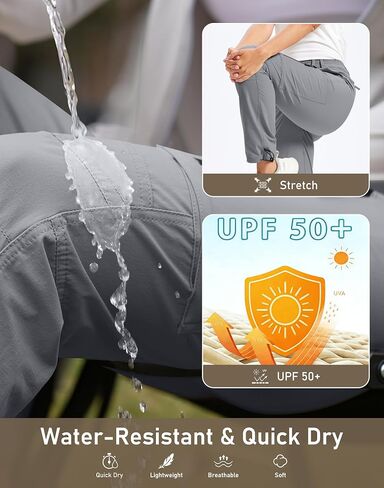 Women's Hiking Pants Quick Dry Lightweight Waterproof UPF 50+ Work Cargo Pants Outdoor Travel 6 Pockets in Kuwait