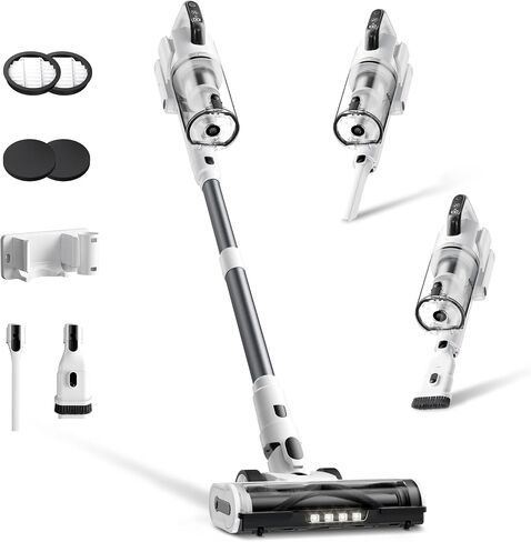 Cordless Vacuum Cleaner, Upgraded 650W 55KPa 70Mins Runtime Stick Vacuum Cordless, Self-Standing Lightweight Vacuum Cleaners for Home with LED Headlight Touch Screen, for Pet Hair/Carpet/Floor in Kuwait