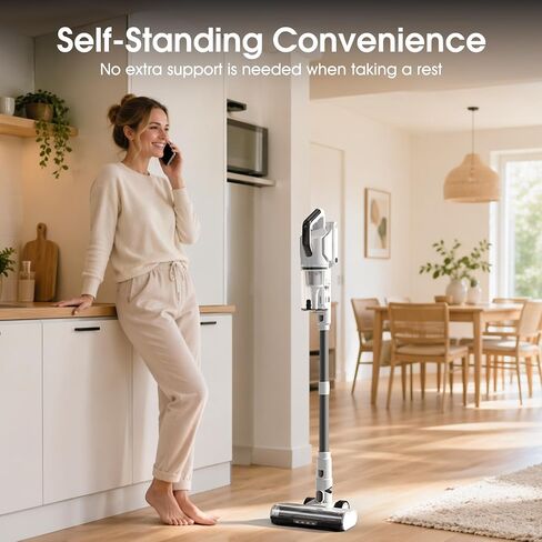 Cordless Vacuum Cleaner, Upgraded 650W 55KPa 70Mins Runtime Stick Vacuum Cordless, Self-Standing Lightweight Vacuum Cleaners for Home with LED Headlight Touch Screen, for Pet Hair/Carpet/Floor in Kuwait