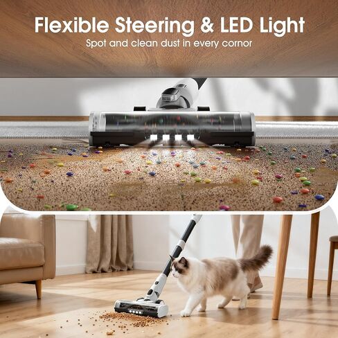 Cordless Vacuum Cleaner, Upgraded 650W 55KPa 70Mins Runtime Stick Vacuum Cordless, Self-Standing Lightweight Vacuum Cleaners for Home with LED Headlight Touch Screen, for Pet Hair/Carpet/Floor in Kuwait