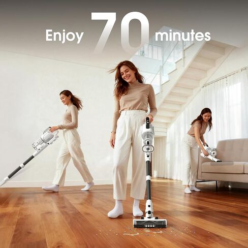 Cordless Vacuum Cleaner, Upgraded 650W 55KPa 70Mins Runtime Stick Vacuum Cordless, Self-Standing Lightweight Vacuum Cleaners for Home with LED Headlight Touch Screen, for Pet Hair/Carpet/Floor in Kuwait