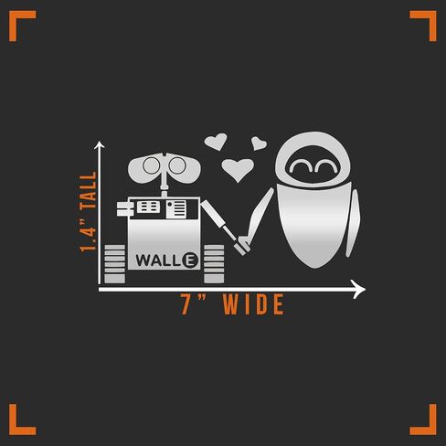 ملصق من الفينيل مطبوع عليه Love Wall-E لجدار السيارة والشاحنة والكمبيوتر المحمول | فضة | 7 "× 4" in Kuwait
