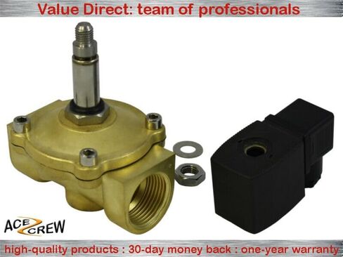 صمام الملف اللولبي الكهربائي النحاسي AceCrew Viton 1/2 بوصة NPT، 110VAC، 120VAC مغلق عادة - صمام التحكم في التدفق للسوائل والغاز والهواء in Kuwait