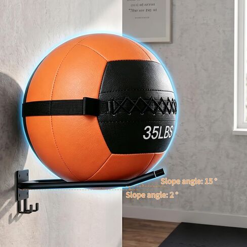 2 Packs Medicine Ball Rack Wall Mount Exercise Ball Holder with Hook | Heavy Duty, Holds Up to 44 lbs, Fits Medicine Balls 7.5" + Diameter, Space Saving, Home Gym/Garage Gym Organizer in Kuwait