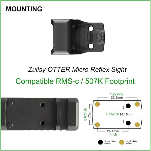 ZULISY Otter 3 MOA Micro Red Dot Open Reflex البصر، لتركيب بصمة القدم RMS/RMSc/407K، Shake Awake 1x21mm Mini Optics EDC مشاهد المسدس التكتيكي المدمجة in Kuwait