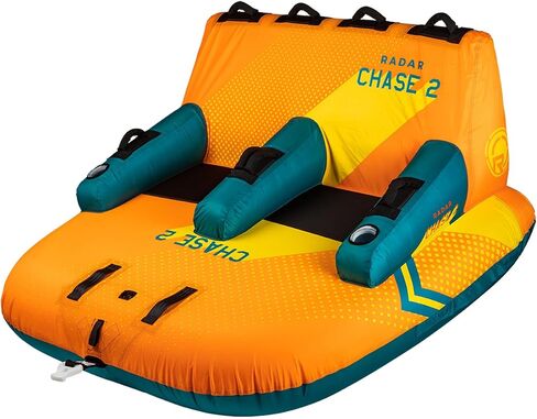 أنبوب RADAR Chase 2 قابل للقطر - أنبوب مياه قابل للنفخ لشخصين، نقاط سحب مزدوجة، بطانة من النيوبرين، حامل الكاميرا، غطاء نايلون متين - أزرق مخضر وبرتقالي in Kuwait