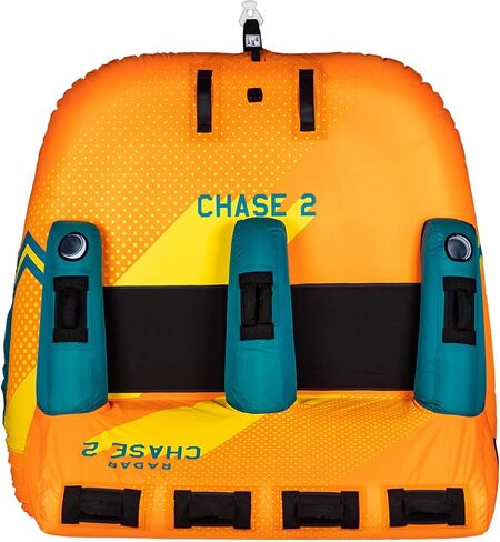 أنبوب RADAR Chase 2 قابل للقطر - أنبوب مياه قابل للنفخ لشخصين، نقاط سحب مزدوجة، بطانة من النيوبرين، حامل الكاميرا، غطاء نايلون متين - أزرق مخضر وبرتقالي in Kuwait