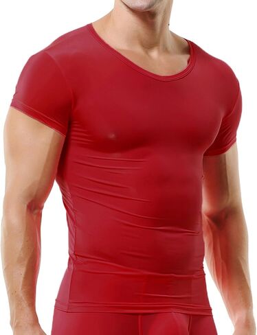 QiaTi Men's Undershirt Short Sleeves T-Shirt Crew-Neck Slim Fit Body Shaper Underwear Shirt for Men Daily in Kuwait