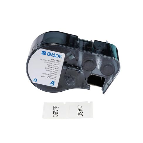 Brady Authentic (M4-49-595) All-Weather Permanent Adhesive Vinyl Labels 1" H x 1" W Black on White, 360 Labels. for use with BMP41, BMP51, M410, M510, and M511 Label Printers. in Kuwait