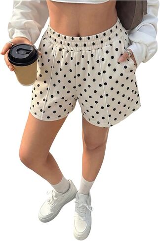 MakeMeChic Women's Polka Dots Track Shorts Y2k High Waist Workout Running Sweat Shorts in Kuwait
