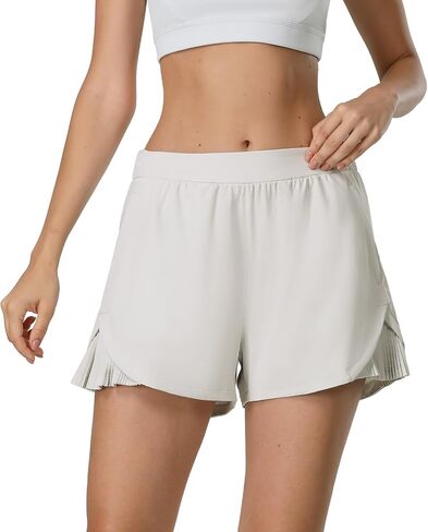 icyzone Women's High Waisted Quick Dry Athletic Shorts, Running Shorts with Pockets, Workout Shorts for Yoga Gym Training in Kuwait