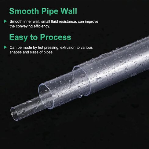 M METERXITY 3-Pack Clear Rigid PVC Pipe, 15mm(0.59") ID x 16mm(0.63") OD 0.8ft Round Plastic Tube for Water Pipe/Fish Tank/Wire Protection, High Hardness PVC Tubing [245mm, Clear Blue] in Kuwait