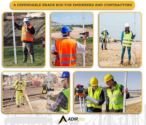 قضيب من الألومنيوم من AdirPro - عصا قياس تلسكوبية مدمجة للغاية مع مستويات بصرية، وزر قفل، و4 أقسام تلسكوبية تأتي مع حقيبة حمل (6 أقدام - 8 أقدام) in Kuwait