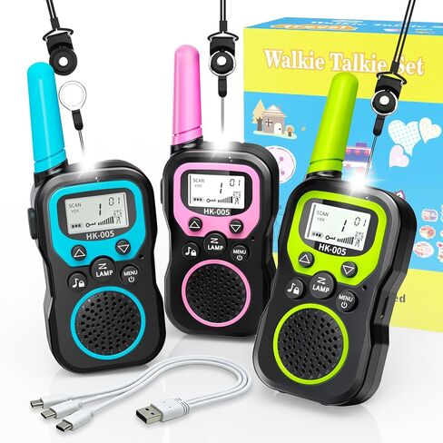 3 PCS Walkie Talkies for Kids قابل لإعادة الشحن على بعد 3 كيلومترات محمولة Walkie Talkies طويلة المدى 22 قناة 2 هدايا حفلة عيد ميلاد الراديو للفتيات من 3 إلى 12 عامًا فتيات يبلغون من العمر 3 إلى 12 عامًا. in Kuwait