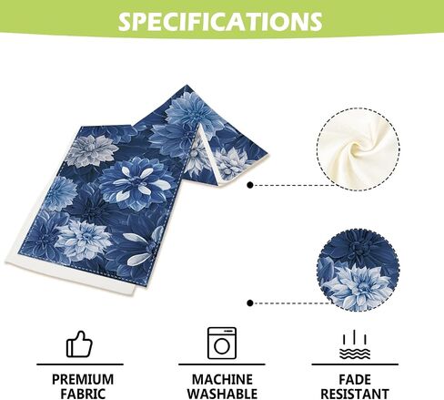 Navy Blue Dahlia Flower Summer Table Runner Blue Gray Burlap Table Runners, Spring Elegant Floral Seasonal Coffee Table Center Decor for Home Kitchen Dining Party Indoor Outdoor 13x72 Inch in Kuwait