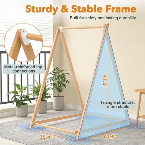 2-in-1 Baby Jumper & Swing, Montessori Wooden Toddler Swing Set with Stand for Indoor/Outdoor, Baby Bouncer Jumper & Hammock Swing with 5-Point Harness, Suitable for Children Ages Up to 3 Yrs in Kuwait