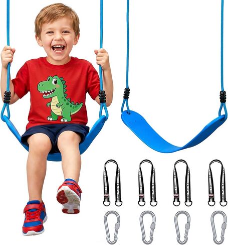 HeyZoo 2 Pack Heavy Duty Kids Swing Seat 330LBS, 79" Adjustable Rope, Green in Saudi Arabia