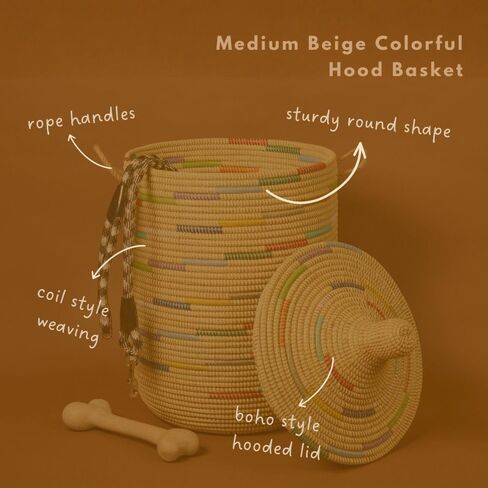 Basket, Laundry Hamper, Toy Storage, Blanket Basket, With Lid, Wicker, Woven, Bedroom, Living Room, Nursery, Decorative, Small, Beige Colors in Saudi Arabia