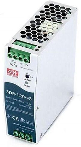 Generic SDR-120-48 48V 2.5A 120W مصدر طاقة سكك DIN صناعي أحادي الإخراج مع PFC، أبيض، PXN-SDR-120-48 in Kuwait