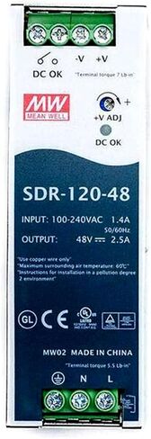Generic SDR-120-48 48V 2.5A 120W مصدر طاقة سكك DIN صناعي أحادي الإخراج مع PFC، أبيض، PXN-SDR-120-48 in Kuwait