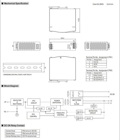 Generic SDR-120-48 48V 2.5A 120W مصدر طاقة سكك DIN صناعي أحادي الإخراج مع PFC، أبيض، PXN-SDR-120-48 in Kuwait