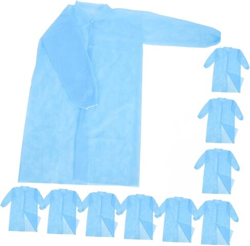 ULTECHNOVO 10pcs Non-woven Disposable Lab Coats Breathable Protective Suit Buttons for Laboratory Use Lightweight and Comfortable for Environmental Protection in Kuwait