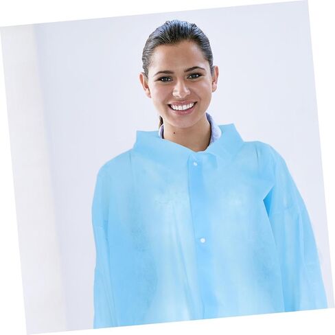 ULTECHNOVO 10pcs Non-woven Disposable Lab Coats Breathable Protective Suit Buttons for Laboratory Use Lightweight and Comfortable for Environmental Protection in Kuwait