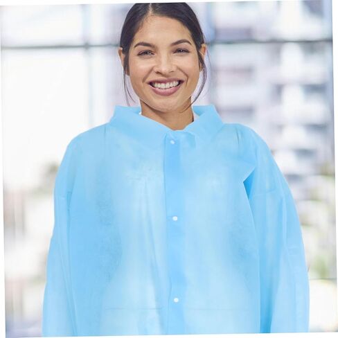 ULTECHNOVO 10pcs Non-woven Disposable Lab Coats Breathable Protective Suit Buttons for Laboratory Use Lightweight and Comfortable for Environmental Protection in Kuwait