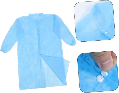 ULTECHNOVO 10pcs Non-woven Disposable Lab Coats Breathable Protective Suit Buttons for Laboratory Use Lightweight and Comfortable for Environmental Protection in Kuwait