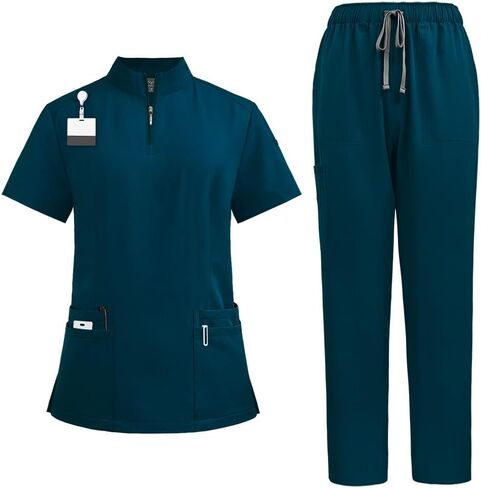 Surgery Room Scrubs, Nurse and Doctor Jumpsuit Uniforms Surgical Coveralls, Doctor and Nurse Work Wear Uniforms (S,jialeblue) in Kuwait