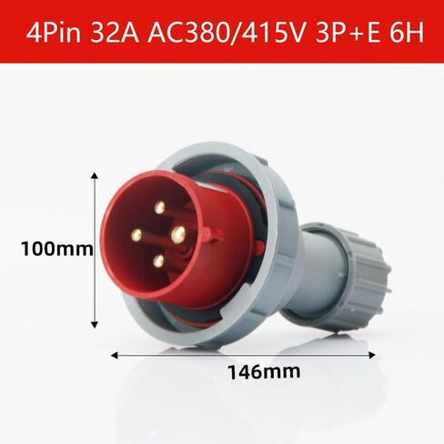 IEC 60309 موصل صناعي مقاوم للماء التوصيل 4Pin 32A 380V-415V 3P + E 6H IP67 ذكر توصيل الطاقة للطيران والصناعة in Kuwait