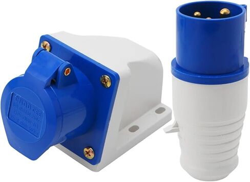16 Amp 3 Pin Industrial Plug+Socket 220-250V Weatherproof IP44 2P+E 3Phase 16A in Kuwait