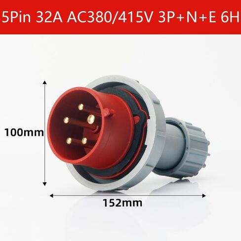 IEC 60309 Waterproof Industrial Connector Plug 5Pin 32A 380V-415V 3P+E+N 6H IP67 Male Power Connecting for Aviation and Industry in Kuwait