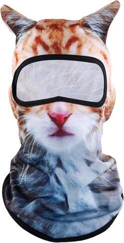 قناع Cat Ski Balaclava مع آذان ، قناع ثلاثي الأبعاد للحيوانات للحيوانات للرياح لمهرجانات الموسيقى التزلج في الهواء الطلق أنشطة الهالوين لحفلات الحفلات in Kuwait