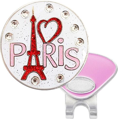 NAVIKA I Love Paris Eiffel Tower Golf Ball Marker with Austrian Crystals | Hat Clip Included | France Themed Golfing Accessory | Elegant Tournament Gift for Women in Kuwait