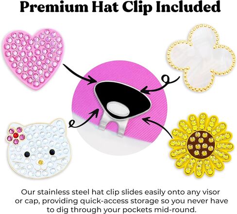 NAVIKA I Love Paris Eiffel Tower Golf Ball Marker with Austrian Crystals | Hat Clip Included | France Themed Golfing Accessory | Elegant Tournament Gift for Women in Kuwait