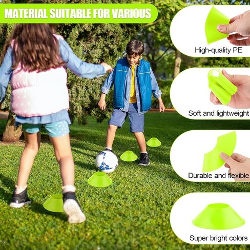 15pcs Soccer Cones for Sports Training, Mini Football Pylons Cones Flexible Agility Practice Cones for Basketball Running Drills Sports Games Field Cone Markers (Fluorescent Green) in Kuwait