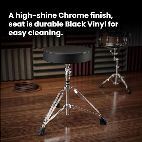Gearlux Drum Throne | Adjustable Drum Stool | Padded Seat | Double-Braced Legs & Chrome Finish in Kuwait
