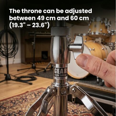 Gearlux Drum Throne | Adjustable Drum Stool | Padded Seat | Double-Braced Legs & Chrome Finish in Kuwait