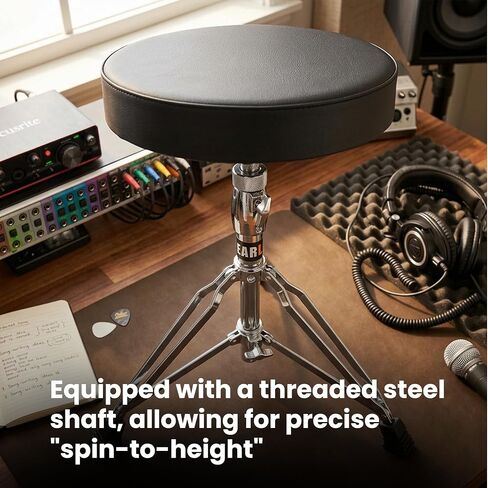 Gearlux Drum Throne | Adjustable Drum Stool | Padded Seat | Double-Braced Legs & Chrome Finish in Kuwait