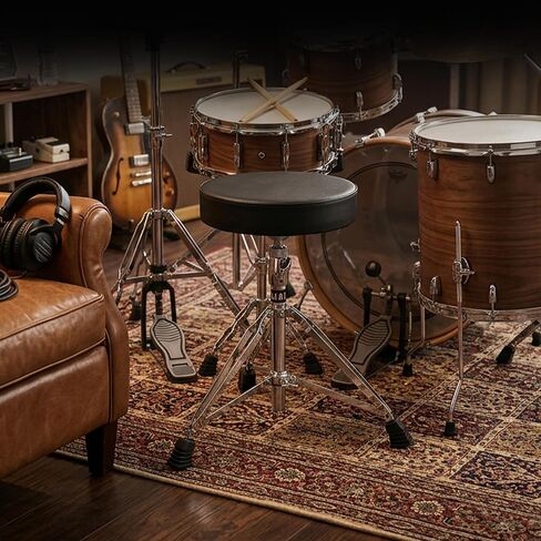 Gearlux Drum Throne | Adjustable Drum Stool | Padded Seat | Double-Braced Legs & Chrome Finish in Kuwait
